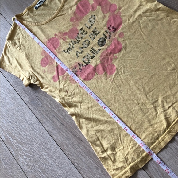 Honey Wake Up and Be Fabulous Heart T Shirt in Yellow Size S - Picture 8 of 8